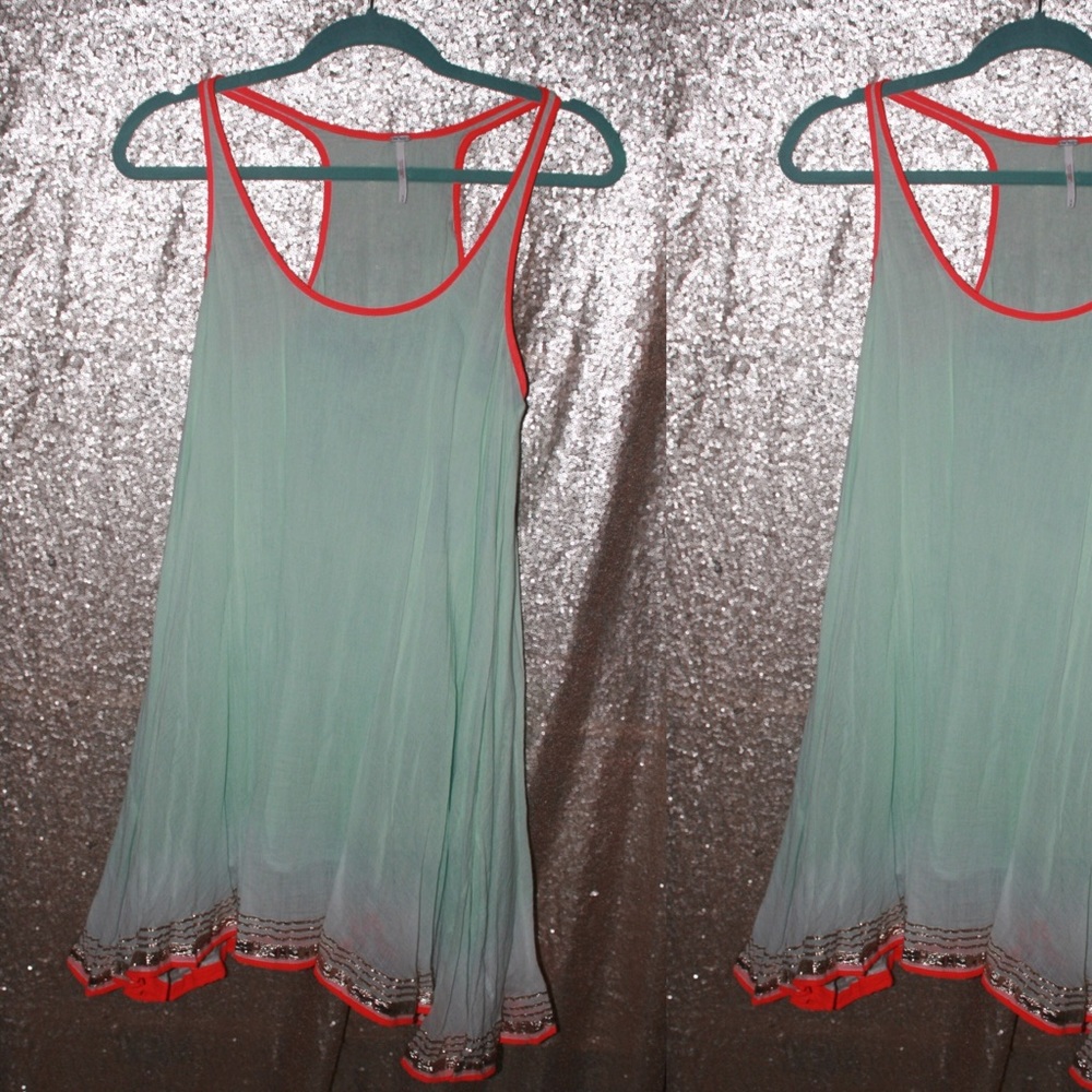 Free People Lined Flowy Shift w/ Neon Accents